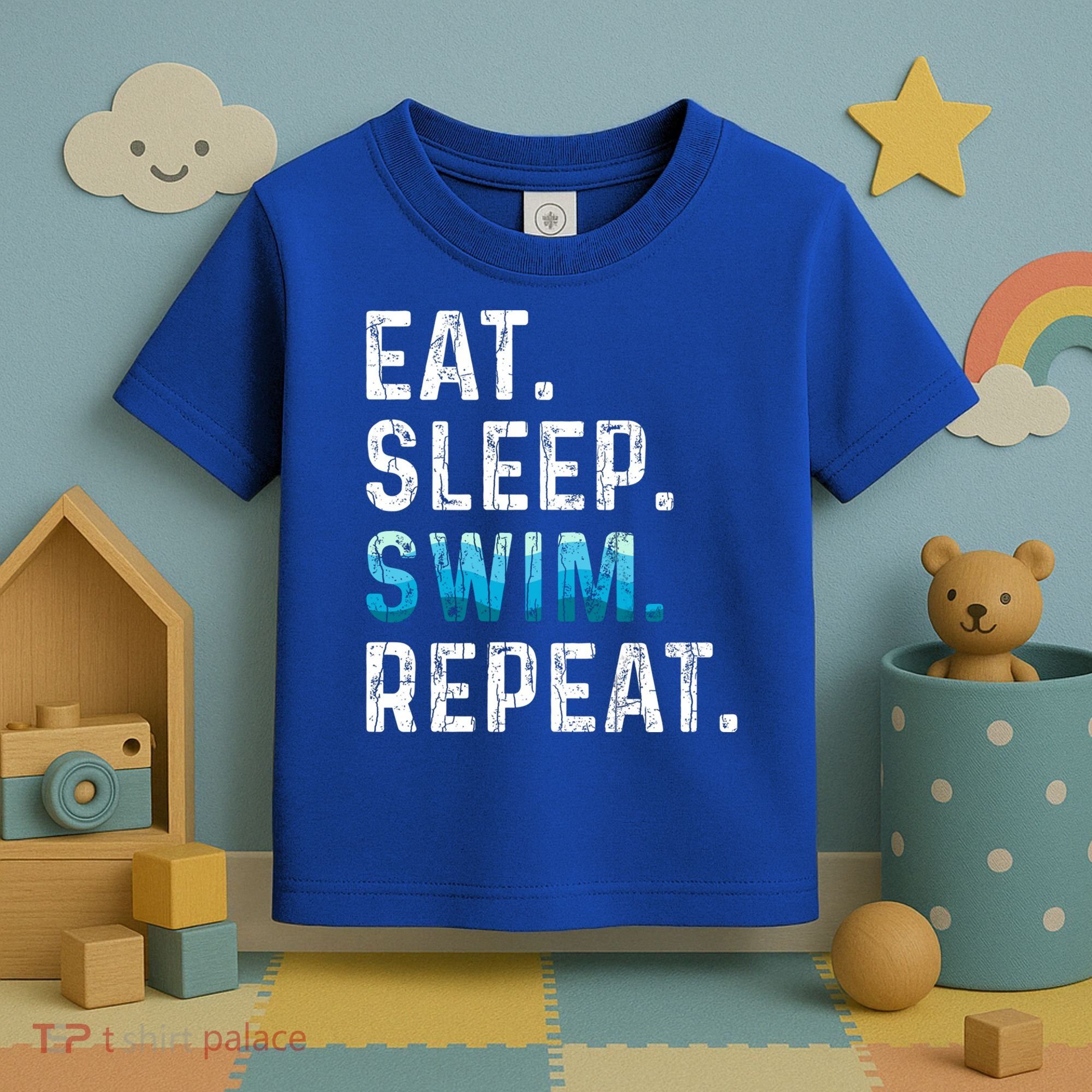 Eat Sleep Swim Repeat Funny Swimmer Swimming Player Graphic Gift Toddler T-Shirt