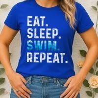 Eat Sleep Swim Repeat Funny Swimmer Swimming Player Graphic Gift Women's T-Shirt thumb 2
