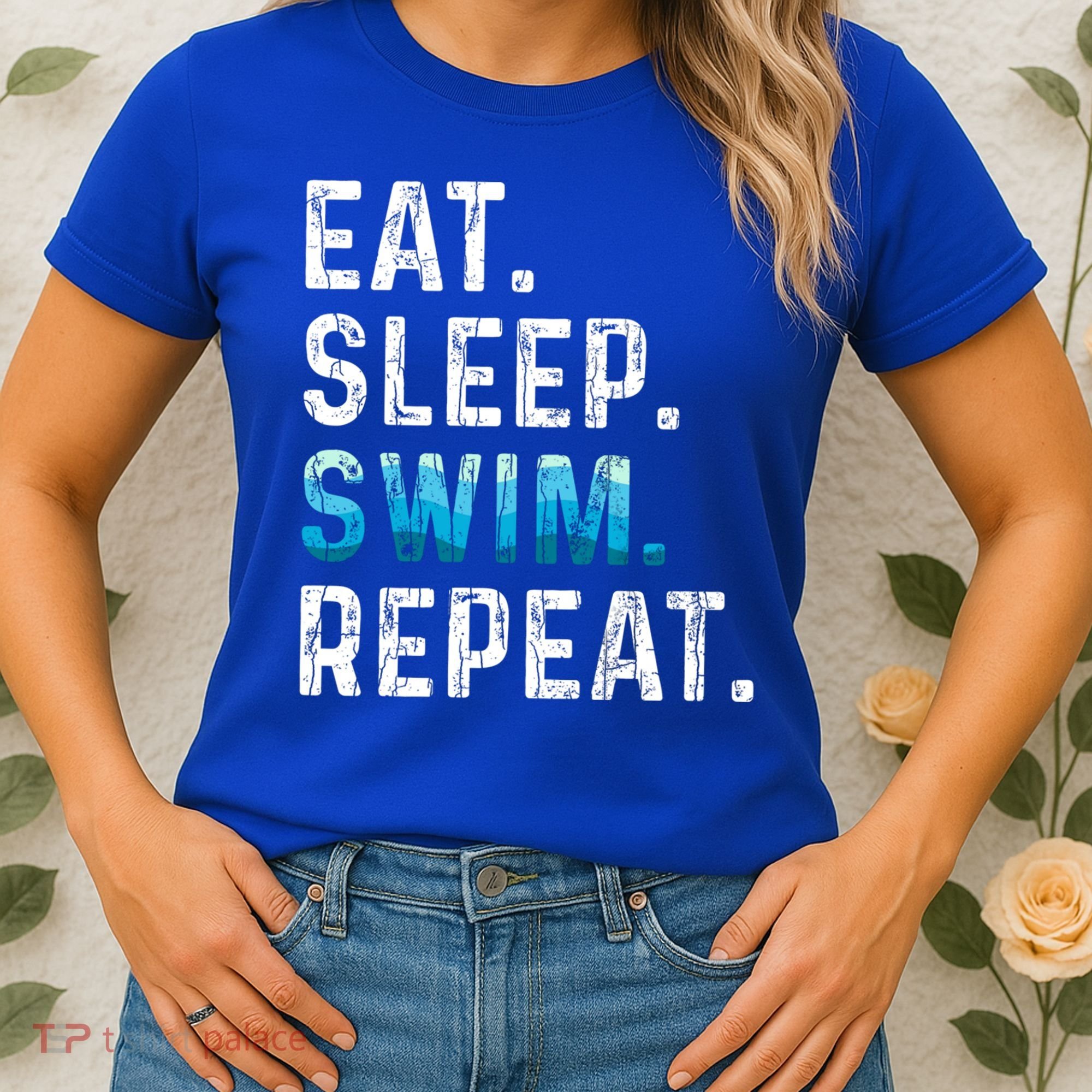 Eat Sleep Swim Repeat Funny Swimmer Swimming Player Graphic Gift Women's T-Shirt
