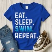 Eat Sleep Swim Repeat Funny Swimmer Swimming Player Graphic Gift Women's T-Shirt thumb 3