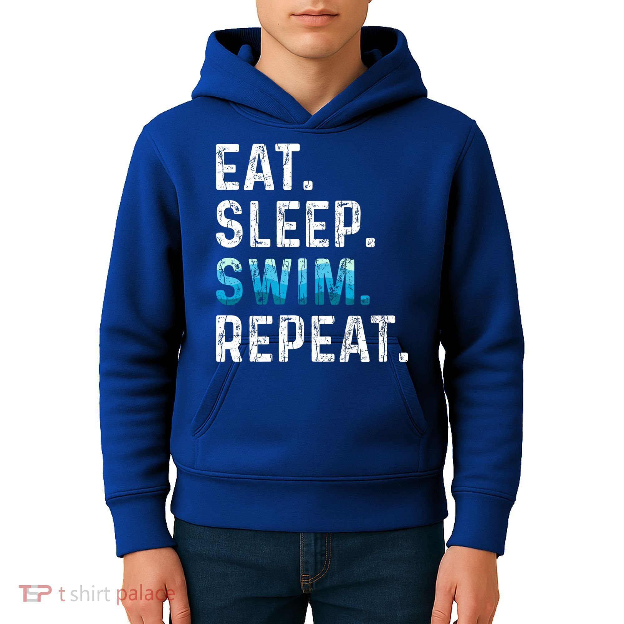 Eat Sleep Swim Repeat Funny Swimmer Swimming Player Graphic Gift Kids Hoodie