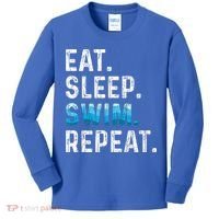 Eat Sleep Swim Repeat Funny Swimmer Swimming Player Graphic Gift Kids Long Sleeve Shirt thumb 0