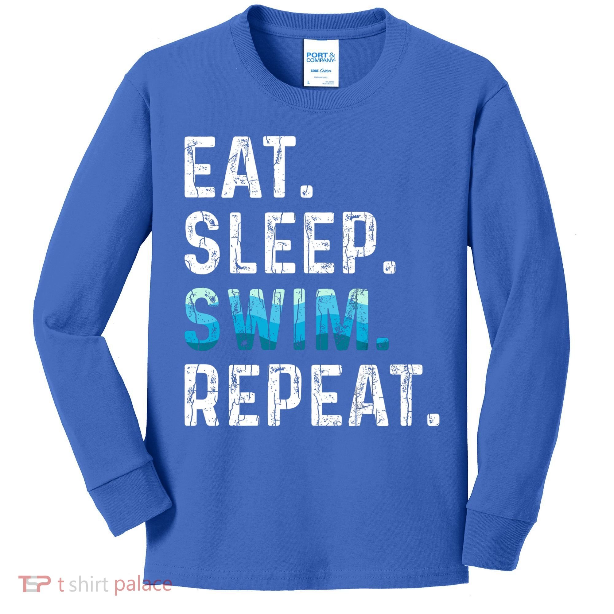 Eat Sleep Swim Repeat Funny Swimmer Swimming Player Graphic Gift Kids Long Sleeve Shirt
