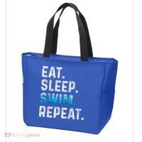 Eat Sleep Swim Repeat Funny Swimmer Swimming Player Graphic Gift Tote Bag thumb 3
