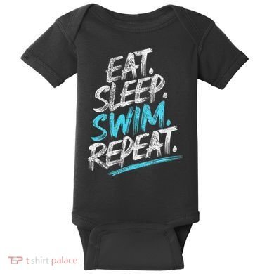 Eat Sleep Swim Repeat Swimming Baby Bodysuit
