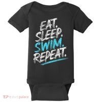 Eat Sleep Swim Repeat Swimming Baby Bodysuit thumb 0