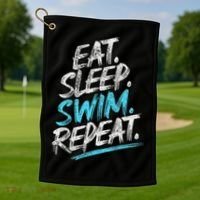 Eat Sleep Swim Repeat Swimming Golf Towel thumb 1