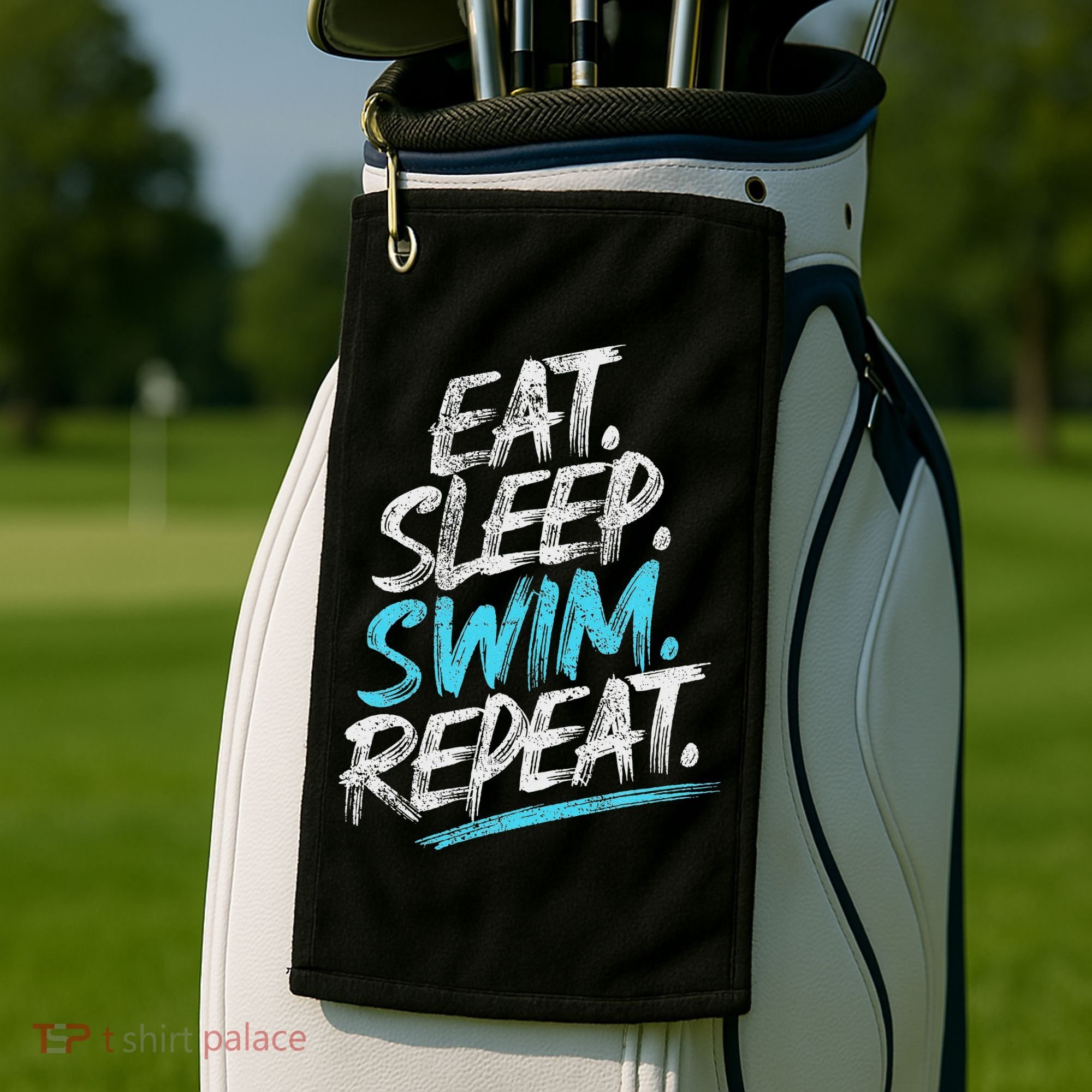 Eat Sleep Swim Repeat Swimming Golf Towel