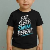 Eat Sleep Swim Repeat Swimming Toddler T-Shirt thumb 2