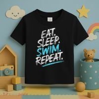 Eat Sleep Swim Repeat Swimming Toddler T-Shirt thumb 3