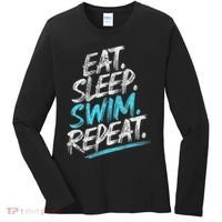 Eat Sleep Swim Repeat Swimming Women's Long Sleeve Shirt thumb 0
