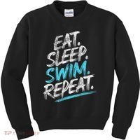 Eat Sleep Swim Repeat Swimming Kids Sweatshirt thumb 0