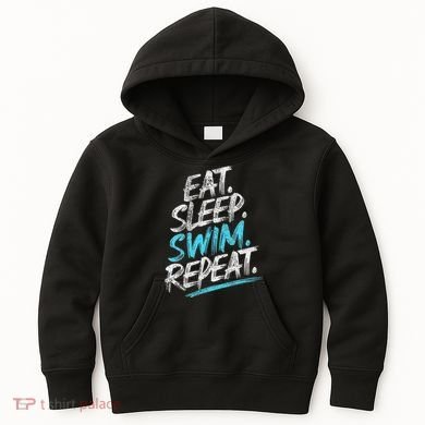 Eat Sleep Swim Repeat Swimming Kids Hoodie