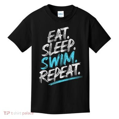 Eat Sleep Swim Repeat Swimming Kids T-Shirt