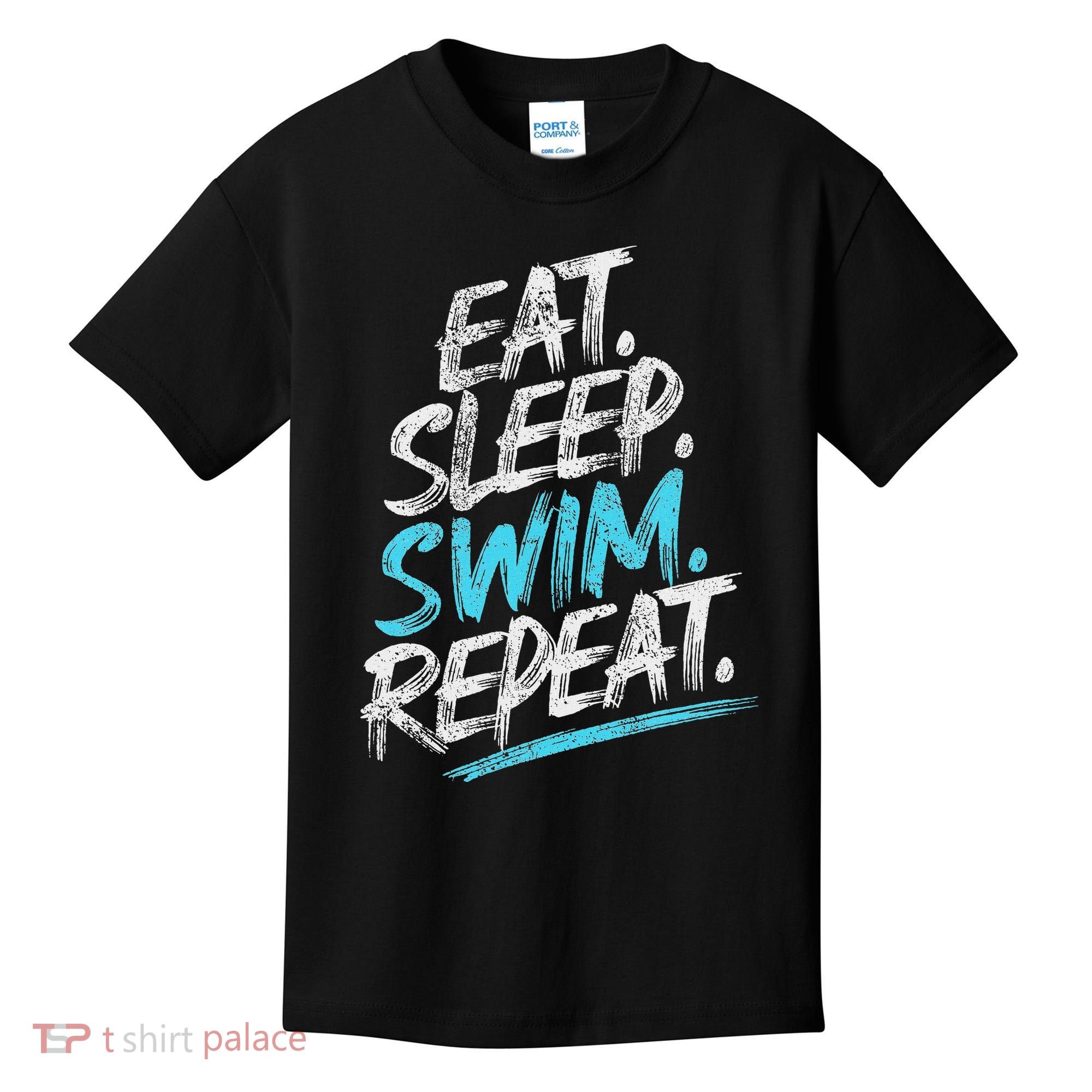 Eat Sleep Swim Repeat Swimming Kids T-Shirt