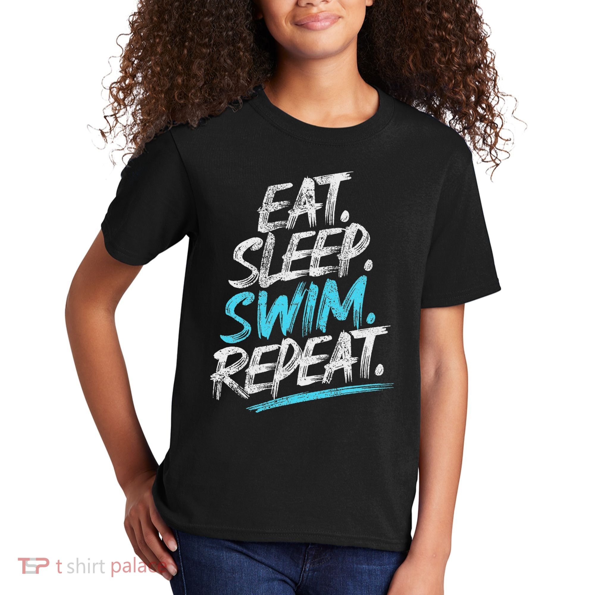 Eat Sleep Swim Repeat Swimming Kids T-Shirt