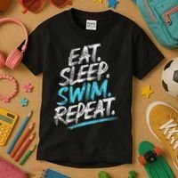 Eat Sleep Swim Repeat Swimming Kids T-Shirt thumb 3