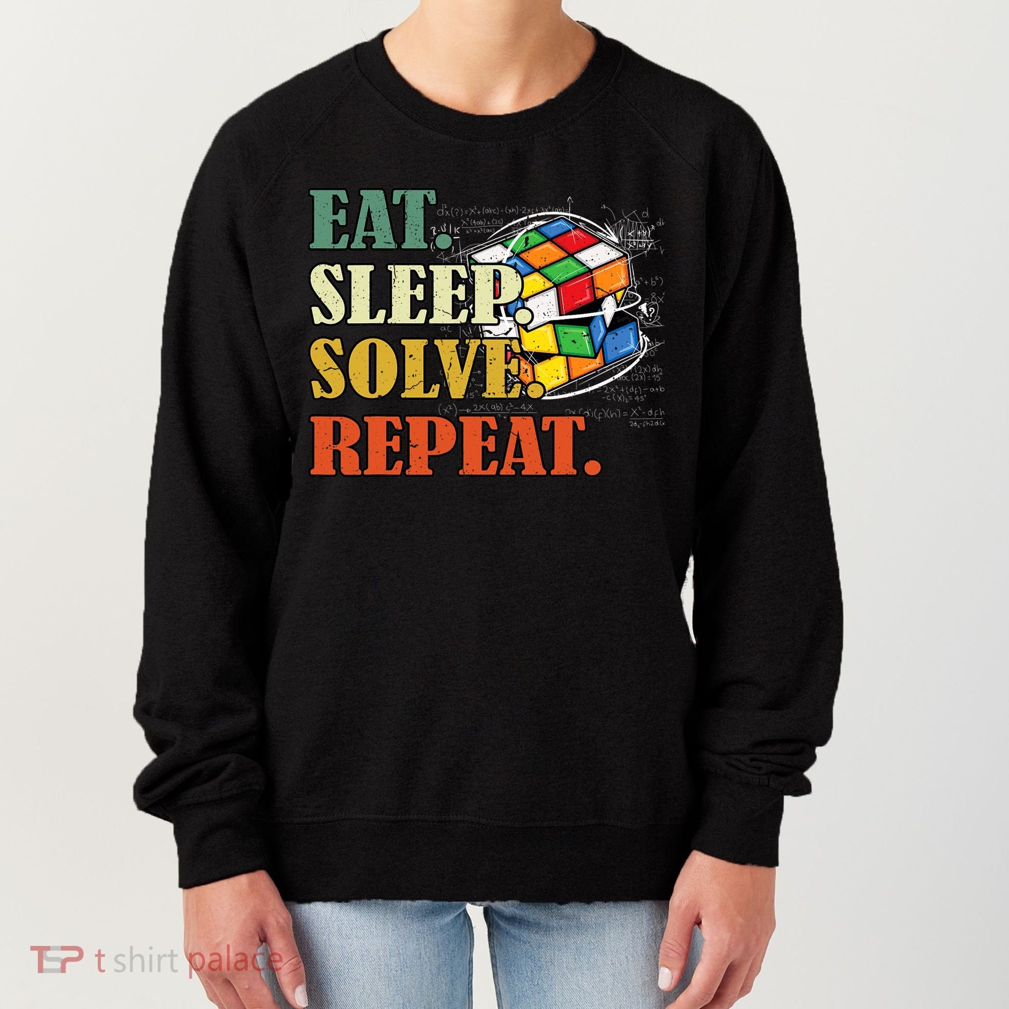 Eat Sleep Solve Repeat Math Speed Cubing Puzzle Lover Cube Women's Sweatshirt