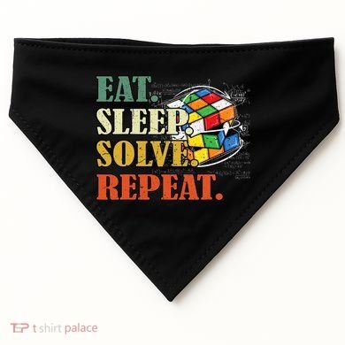 Eat Sleep Solve Repeat Math Speed Cubing Puzzle Lover Cube USA-Made Doggie Bandana