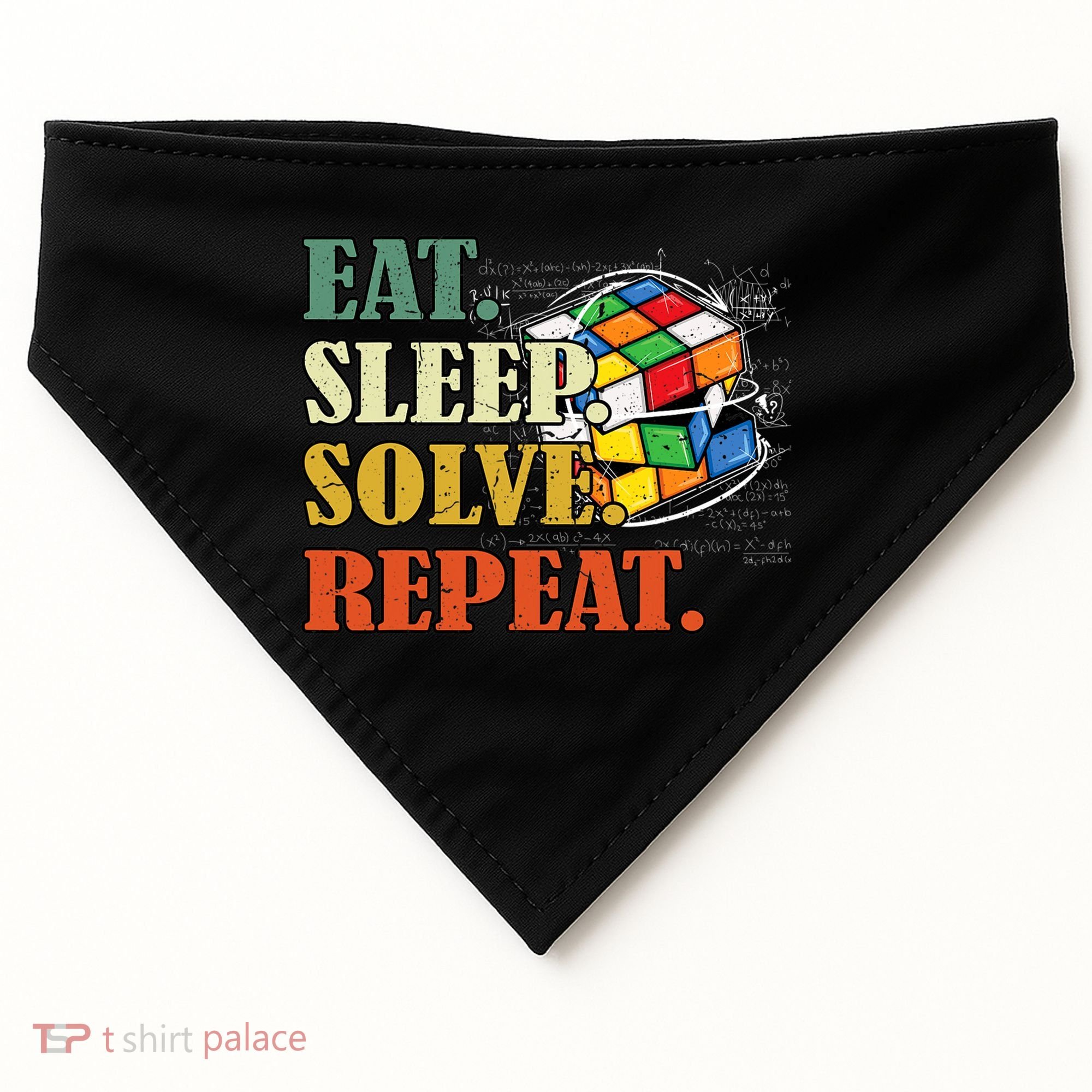 Eat Sleep Solve Repeat Math Speed Cubing Puzzle Lover Cube USA-Made Doggie Bandana