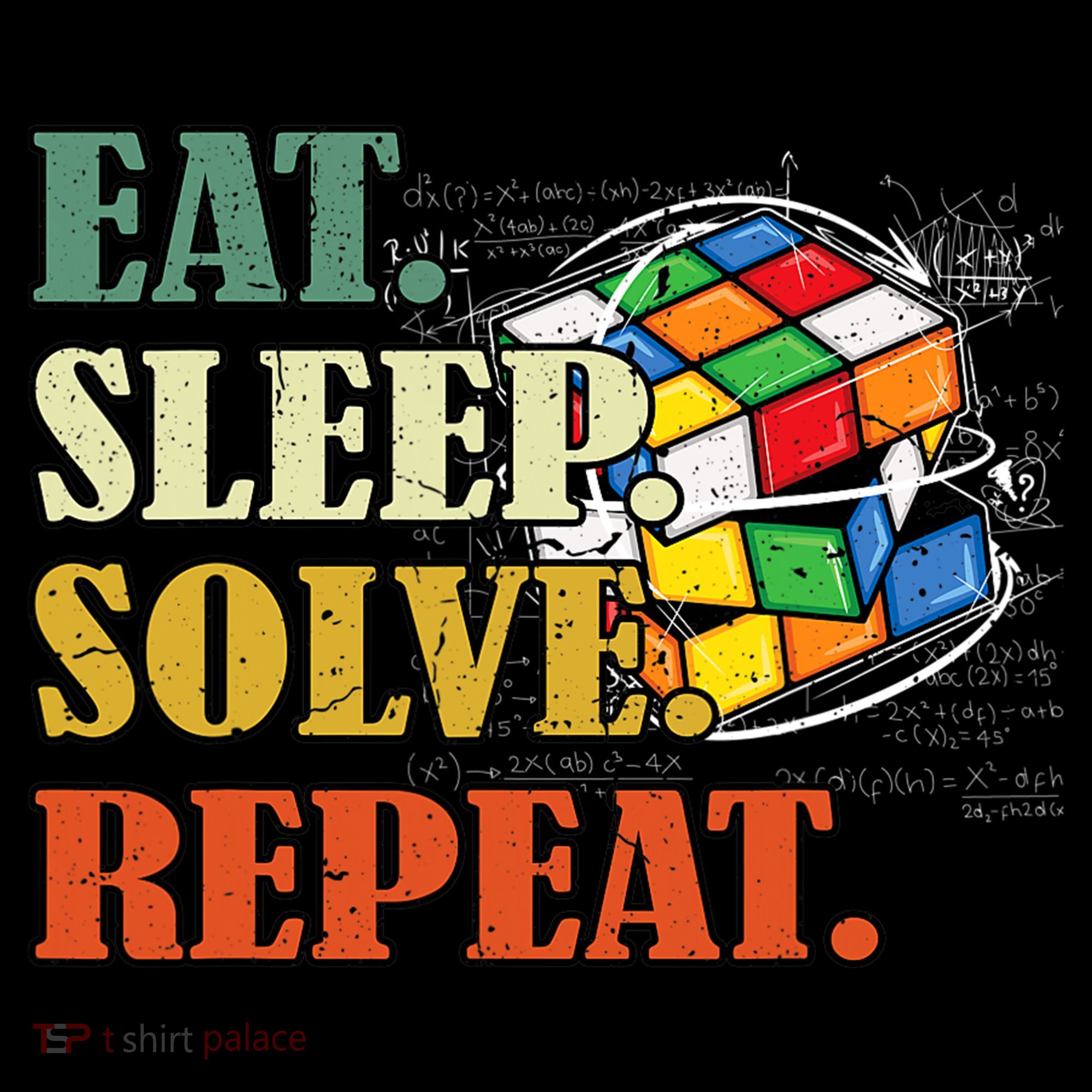 Eat Sleep Solve Repeat Math Speed Cubing Puzzle Lover Cube USA-Made Doggie Bandana