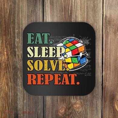 Eat Sleep Solve Repeat Math Speed Cubing Puzzle Lover Cube Coaster