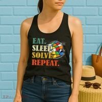 Eat Sleep Solve Repeat Math Speed Cubing Puzzle Lover Cube Women's Tank Top thumb 2
