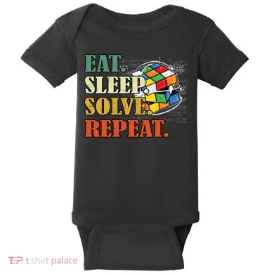 Eat Sleep Solve Repeat Math Speed Cubing Puzzle Lover Cube Baby Bodysuit