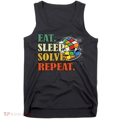 Eat Sleep Solve Repeat Math Speed Cubing Puzzle Lover Cube Tank Top