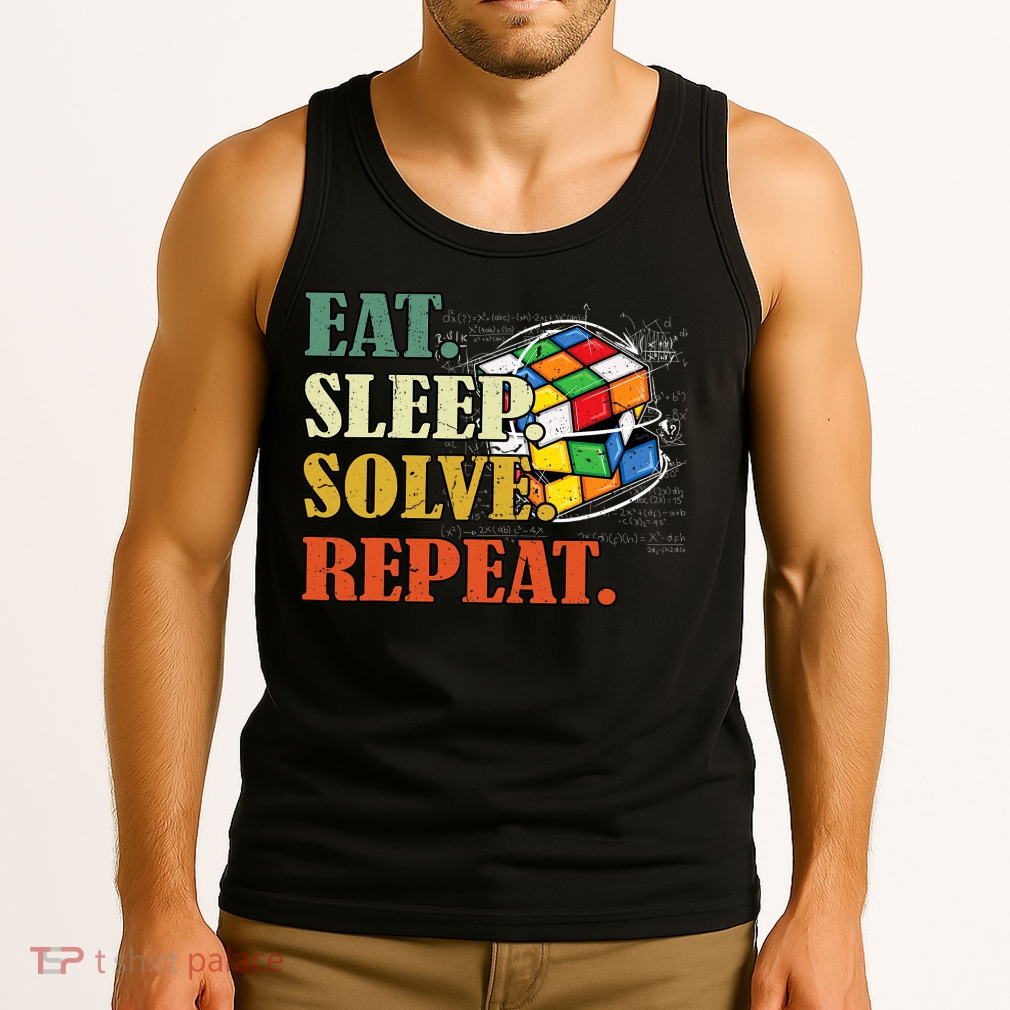 Eat Sleep Solve Repeat Math Speed Cubing Puzzle Lover Cube Tank Top