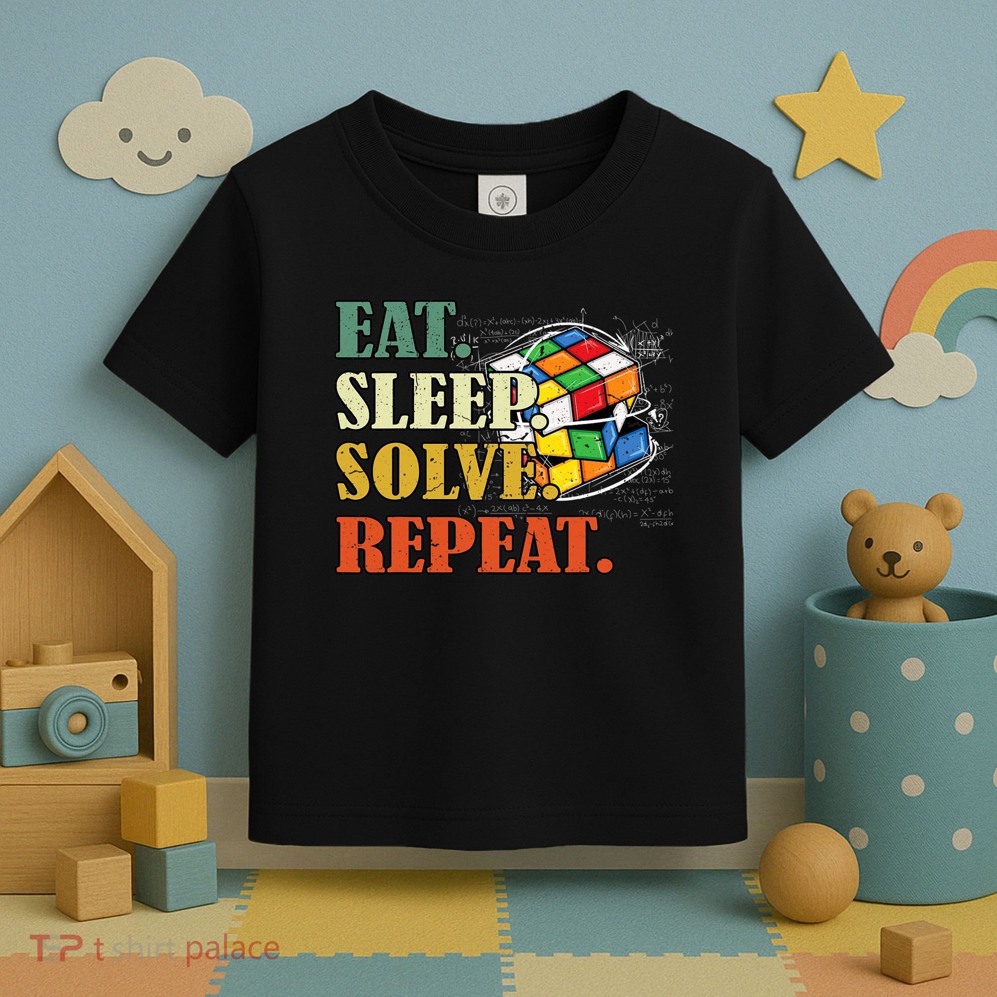 Eat Sleep Solve Repeat Math Speed Cubing Puzzle Lover Cube Toddler T-Shirt