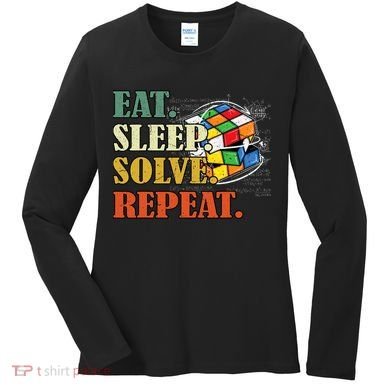 Eat Sleep Solve Repeat Math Speed Cubing Puzzle Lover Cube Women's Long Sleeve Shirt