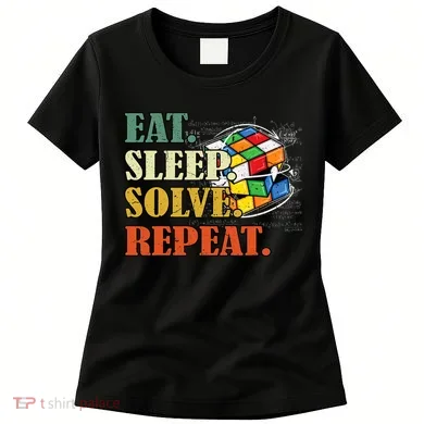 Eat Sleep Solve Repeat Math Speed Cubing Puzzle Lover Cube Women's T-Shirt