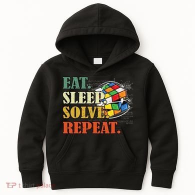 Eat Sleep Solve Repeat Math Speed Cubing Puzzle Lover Cube Kids Hoodie