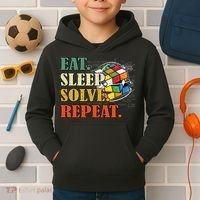 Eat Sleep Solve Repeat Math Speed Cubing Puzzle Lover Cube Kids Hoodie thumb 2