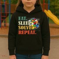 Eat Sleep Solve Repeat Math Speed Cubing Puzzle Lover Cube Kids Hoodie thumb 3