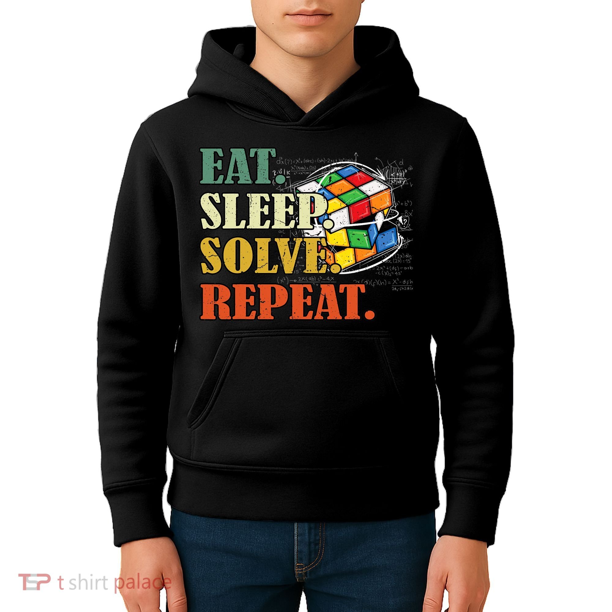 Eat Sleep Solve Repeat Math Speed Cubing Puzzle Lover Cube Kids Hoodie