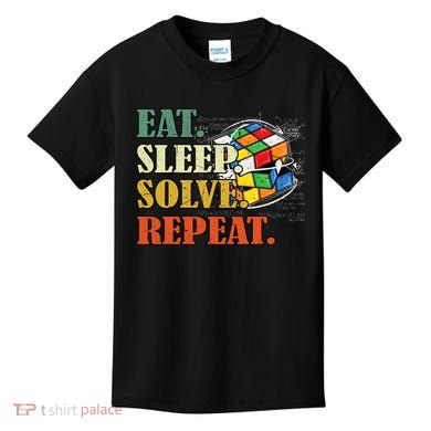 Eat Sleep Solve Repeat Math Speed Cubing Puzzle Lover Cube Kids T-Shirt