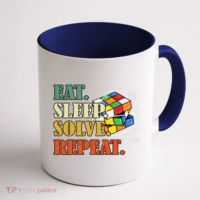 Eat Sleep Solve Repeat Math Speed Cubing Puzzle Lover Cube Coffee Mug back