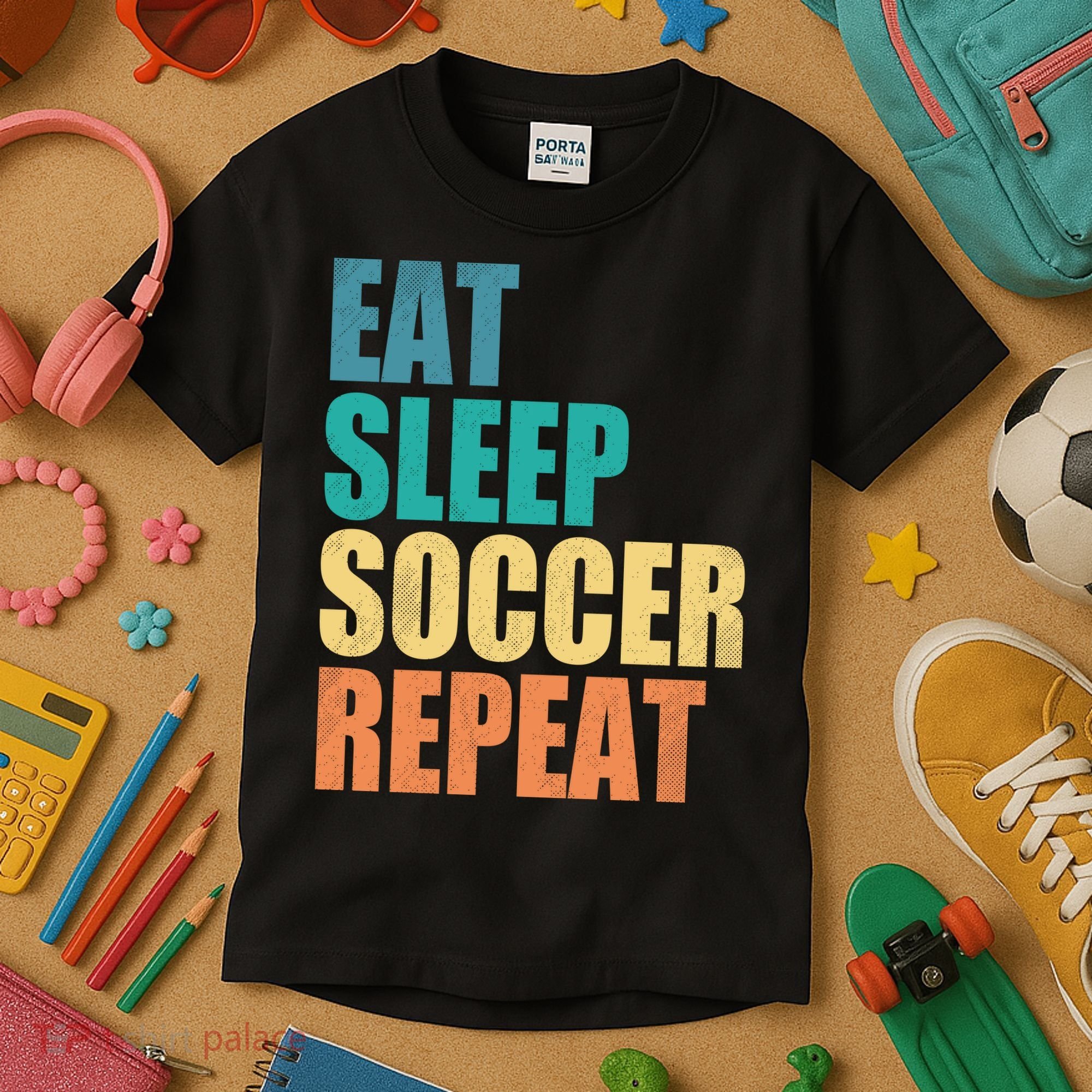 Eat Sleep Soccer Repeat Kids T-Shirt