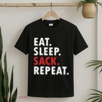 Eat Sleep Sack Repeat Football Player Defense T-Shirt thumb 2