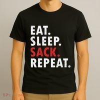 Eat Sleep Sack Repeat Football Player Defense T-Shirt thumb 3
