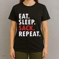 Eat Sleep Sack Repeat Football Player Defense T-Shirt thumb 4