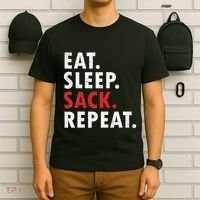 Eat Sleep Sack Repeat Football Player Defense T-Shirt thumb 6