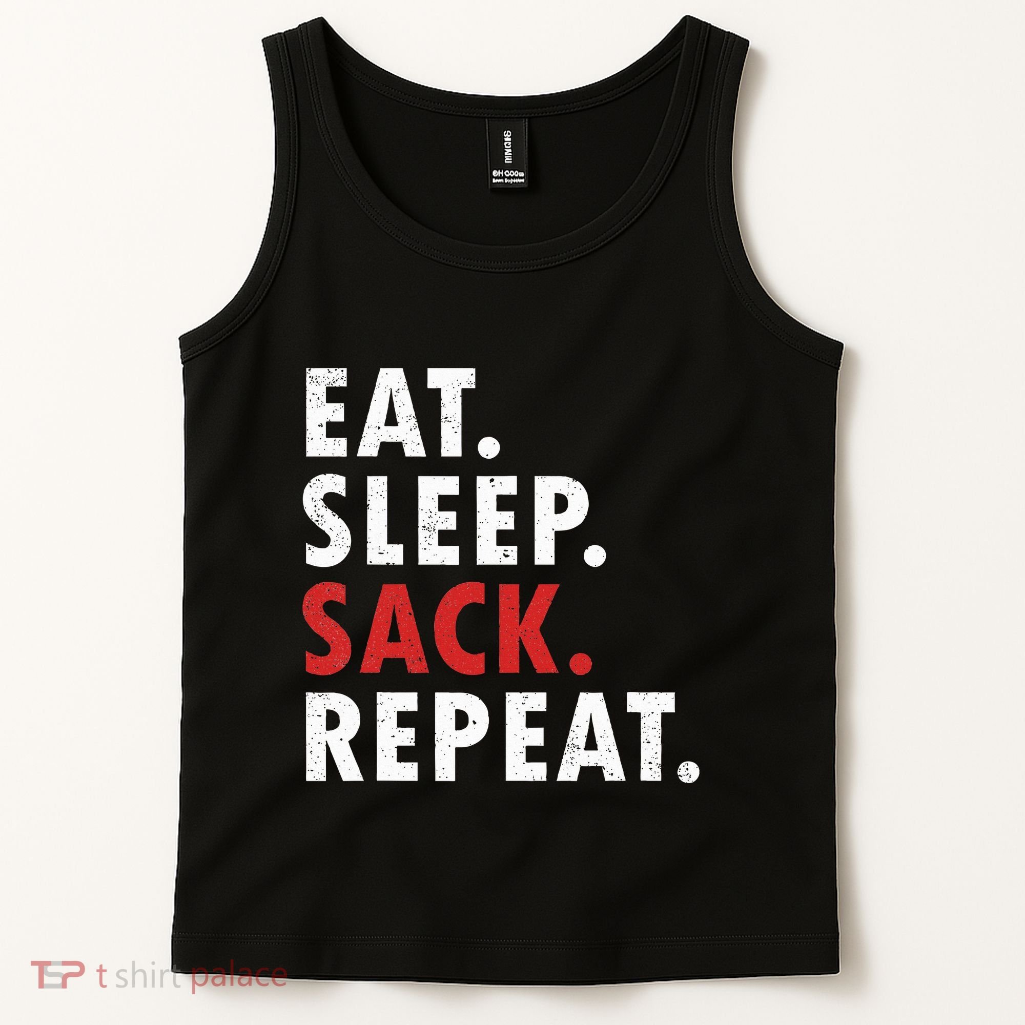 Eat Sleep Sack Repeat Football Player Defense Tank Top