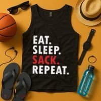 Eat Sleep Sack Repeat Football Player Defense Tank Top thumb 4