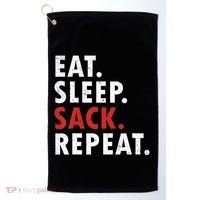 Eat Sleep Sack Repeat Football Player Defense Golf Towel thumb 0