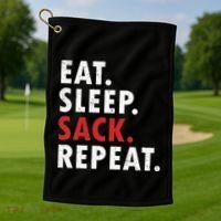 Eat Sleep Sack Repeat Football Player Defense Golf Towel thumb 1