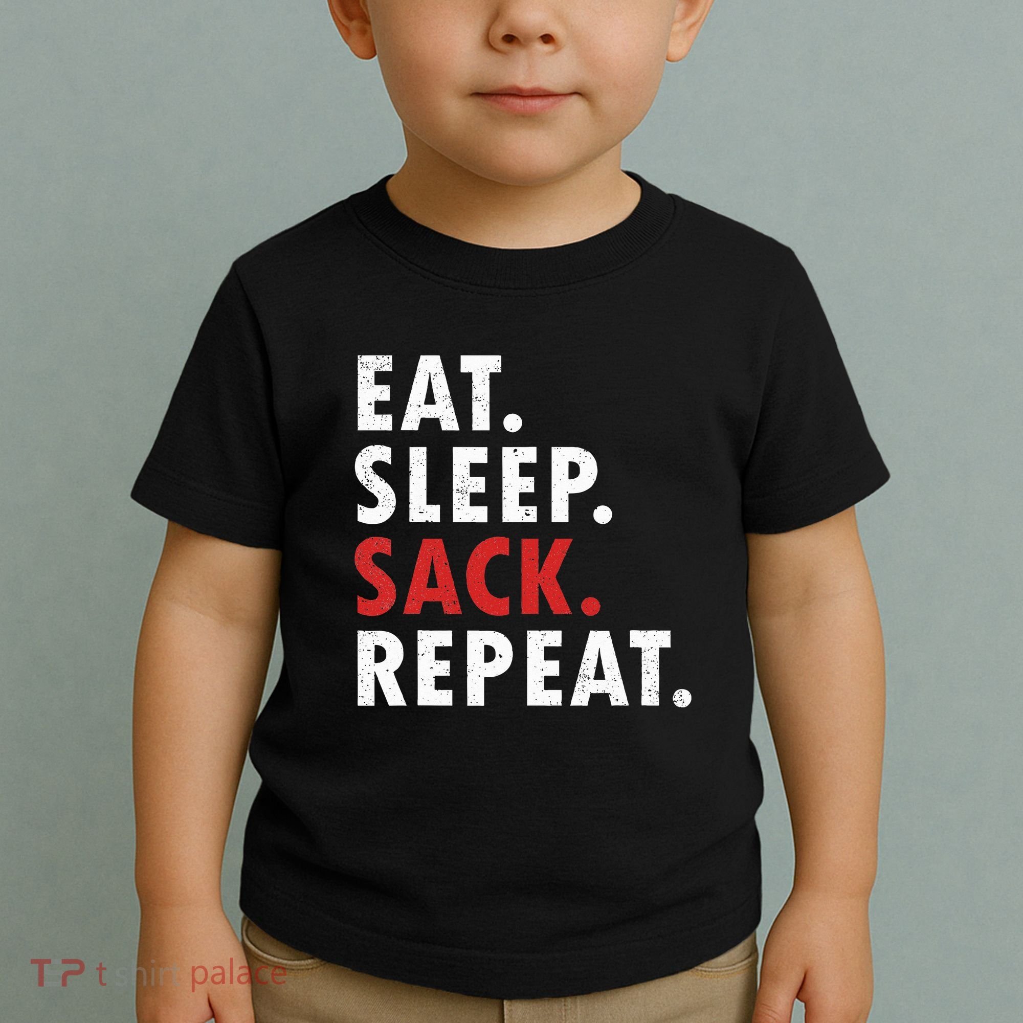 Eat Sleep Sack Repeat Football Player Defense Toddler T-Shirt