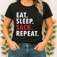 Eat Sleep Sack Repeat Football Player Defense Women's T-Shirt thumb 2